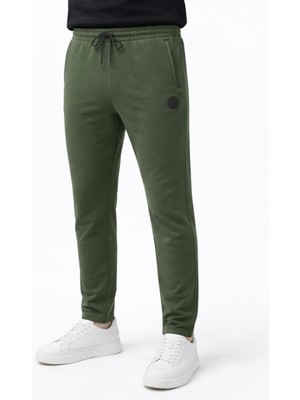 Axxel Erkek Haki Fermuar Cepli Düz Paça Eşofman ALT-P601