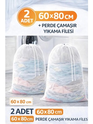 Morport 2 Adet Perde ve Çamaşır Yıkama Filesi 60X80 Battal Boy Tül Perde Çarşaf ve Pike Yıkama Filesi