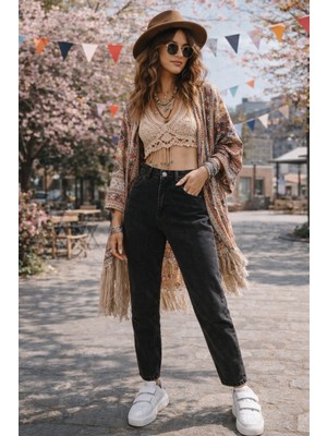 Dema Yüksek Bel Pamuklu Mom Jean