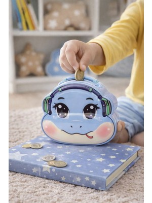 Nasyonel Toys Kulaklıklı Sevimli Figürlü Kumbara – Çocuklar Için Mavi Para Biriktirme Kumbarası