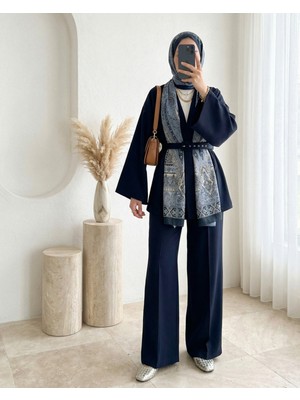Modamorfo Kemerli Pantolonlu Kimono Takım  -Laci