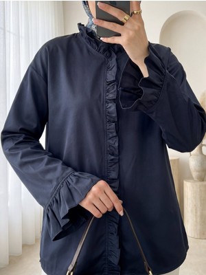 Modamorfo Arkası Uzun Kolu Ve Önü Fırfırlı Gömlek -Laci