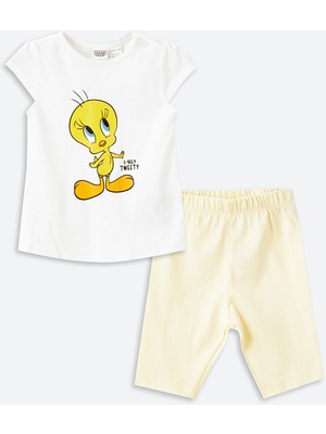 Lc Waikiki Yeni Sezon Bisiklet Yaka Tweety Baskılı Kız Çocuk Pijama Takımı