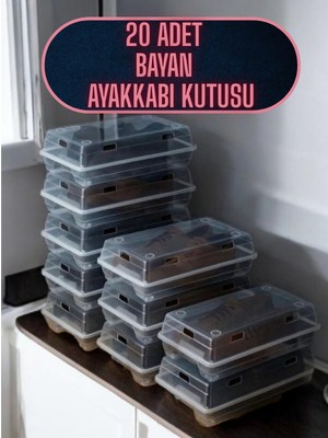 Harvey 20 Adet Kadın Ayakkabı Kutusu Şeffaf Ayakkabı Düzenleyici Organizer Hava Kanallı Istiflenebilir Kutu