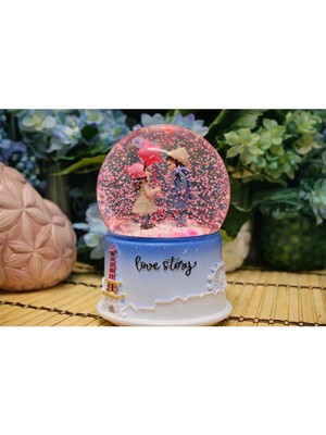 Nasyonel Toys Love Story Işıklı Kar Küresi – Romantik Çift Figürlü Dekoratif Hediye Mavi