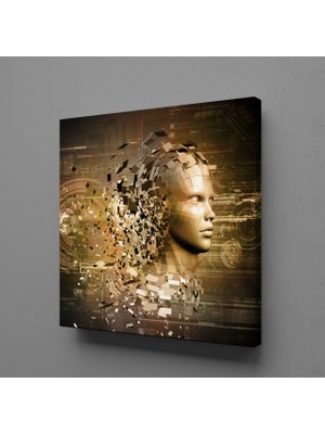 Technopa GOLD ROBOT KANVAS TABLO - 70x70cm