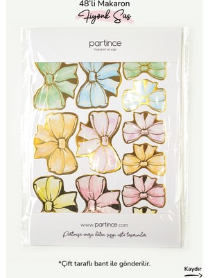 48 Adet Makaron Fiyonk Süsleyici Parti Süsü Fiyonk Doğum Günü Süsü Parti Süsleme