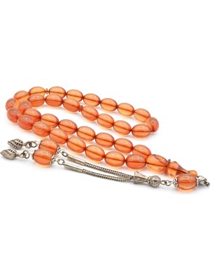 Murty99 0.6 Şeffaf Delim Beyzi Kesim Açık Pembe Ateş Kehribar Tesbih