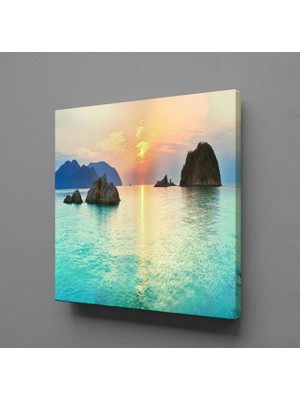 Technopa DENİZ GÜNEŞ VE DAĞ KANVAS TABLO - 150x150cm