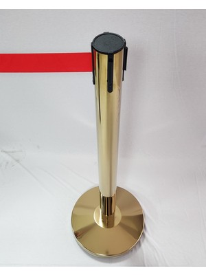 Sarı / Gold Şerit Bariyer 3mt Şeritli, Şerit Rengi Kırmızı, Paraşüt Kumaşı, Paslanmaz Çelik