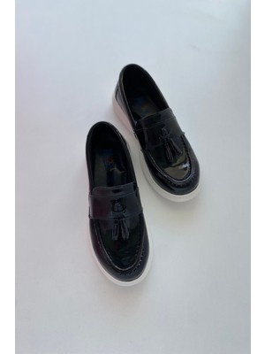 Turuncu Gardrop 26-35 Numara Rugan Parlak Erkek Çocuk Ayakkabı Siyah