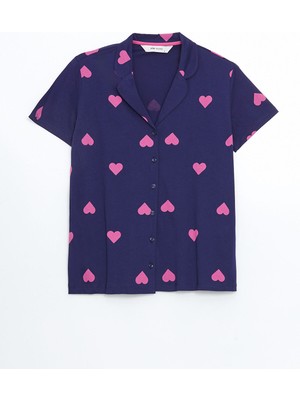 Lc Waikiki Yeni Sezon Gömlek Yaka Baskılı Kadın Pijama Üstü
