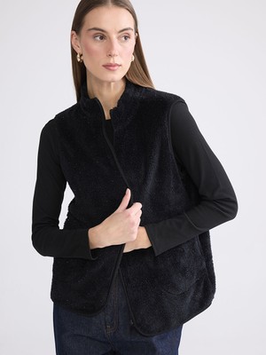 Lcw Siyah Dik Yaka Kadın Polar Yelek