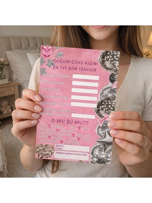 Setpak Doğum Günü Partisi Anı Kartları - 10 Adet - Oyun Kartı - Pembe Baskılı