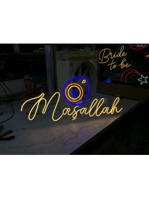 Neonled Maşallah Nazar Boncuklu Neon LED - Sünnet Organizasyon Dekoratif Aydınlatma (32X70 Cm)