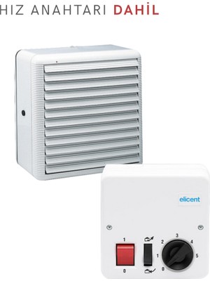 Elicent Vitro 9/230 Duvar ve Pencere Tipi Havalandırma Fanı, 700/400 M3-H (Hız Anahtarı Dahil)