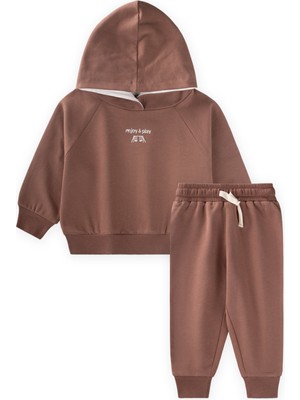 Cigit Kapşonlu Sweatshirt Takım 1-5 Yaş A.kahve