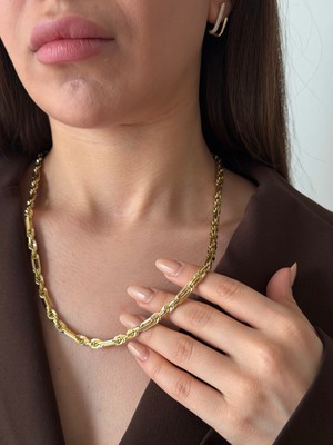 Ueva Milano Gold Zincir Kolye – Modern Kalın Form Çelik Kolye