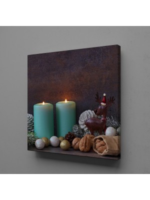 Technopa İKİLİ SU YEŞİLİ MUM KANVAS TABLO - 30x30cm