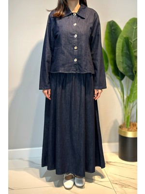 Lale Butik Kot Ceket Çan Etek Takım 7478 Lacivert