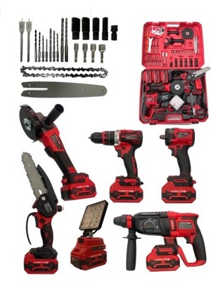 Hsgl HKT1310 21V 3000MAH 6 Lı Kırmızı Full Set  Spiral  Hilti  Matkap  Somun Sökme  Testere  LED Işık