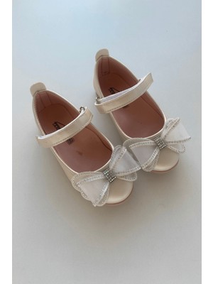 Turuncu Gardrop 26-35 Numara Kurdela Detay Kız Çocuk Babet Krem