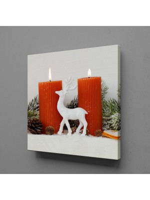 Technopa İKİLİ TURUNCU MUM KANVAS TABLO - 110x110cm