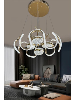 G-Light Eliza 4’lü Simli 3 Renk LED Sarkıt Avize – Modern Salon & Oturma Odası