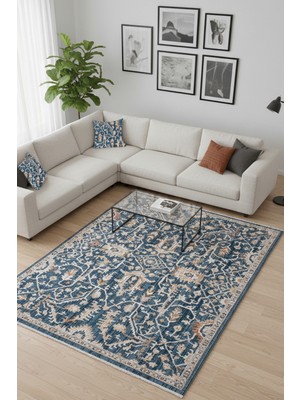 GÜLCEM HOME Vintage, Etnik Desenli Sanatsal Cross Dokuma Salon ve Oturma Odası Halısı