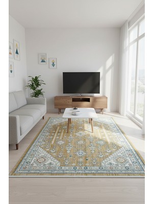 GÜLCEM HOME Vintage, Etnik Desenli Sanatsal Cross Dokuma Salon ve Oturma Odası Halısı