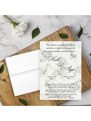 Seyhan Davetiye Beyaz Zarflı Davetiye Düğün - Nişan - Kına - Nikah (250ADET)