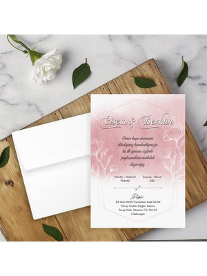 Seyhan Davetiye Beyaz Zarflı Davetiye Düğün - Nişan - Kına - Nikah (250ADET)