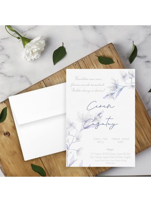 Seyhan Davetiye Beyaz Zarflı Davetiye Düğün - Nişan - Kına - Nikah (250ADET)