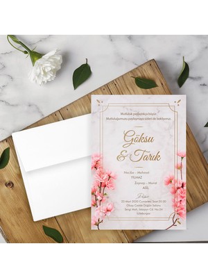 Seyhan Davetiye Beyaz Zarflı Davetiye Düğün - Nişan - Kına - Nikah (250ADET)
