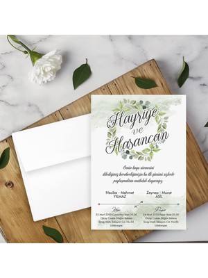 Seyhan Davetiye Beyaz Zarflı Davetiye Düğün - Nişan - Kına - Nikah (250ADET)