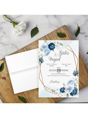 Seyhan Davetiye Beyaz Zarflı Davetiye Düğün - Nişan - Kına - Nikah (250ADET)