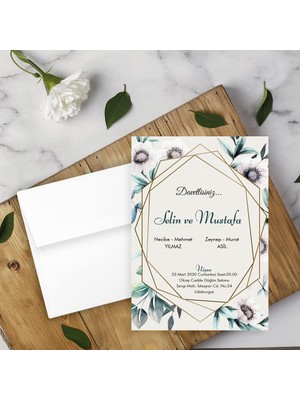 Seyhan Davetiye Beyaz Zarflı Davetiye Düğün - Nişan - Kına - Nikah (250ADET)