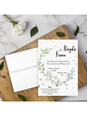 Seyhan Davetiye Beyaz Zarflı Davetiye Düğün - Nişan - Kına - Nikah (250ADET)