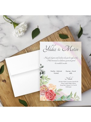 Seyhan Davetiye Beyaz Zarflı Davetiye Düğün - Nişan - Kına - Nikah (250ADET)