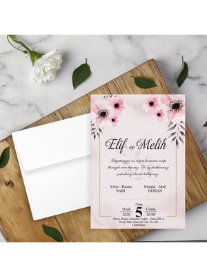 Seyhan Davetiye Beyaz Zarflı Davetiye Düğün - Nişan - Kına - Nikah (250ADET)