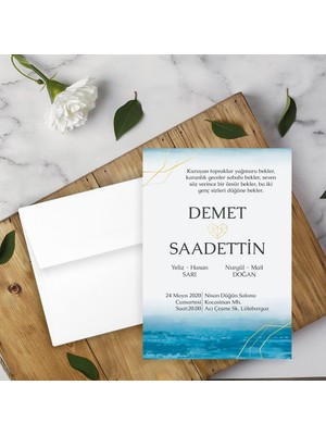 Seyhan Davetiye Beyaz Zarflı Davetiye Düğün - Nişan - Kına - Nikah (250ADET)