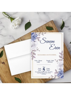 Seyhan Davetiye Beyaz Zarflı Davetiye Düğün - Nişan - Kına - Nikah (250ADET)