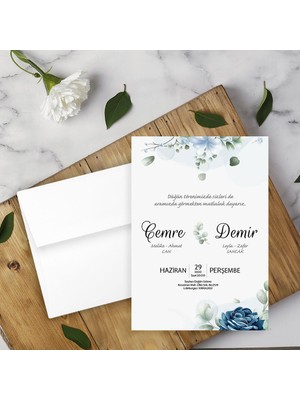 Seyhan Davetiye Beyaz Zarflı Davetiye Düğün - Nişan - Kına - Nikah (250ADET)