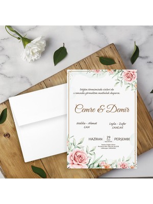 Seyhan Davetiye Beyaz Zarflı Davetiye Düğün - Nişan - Kına - Nikah (250ADET)
