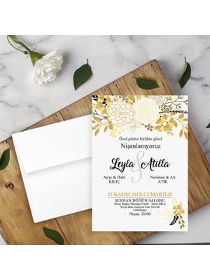 Seyhan Davetiye Beyaz Zarflı Davetiye Düğün - Nişan - Kına - Nikah (250ADET)