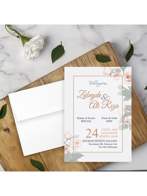 Seyhan Davetiye Beyaz Zarflı Davetiye Düğün - Nişan - Kına - Nikah (250ADET)