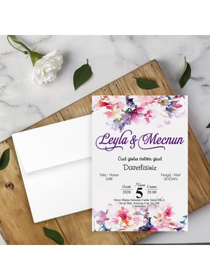 Seyhan Davetiye Beyaz Zarflı Davetiye Düğün - Nişan - Kına - Nikah (250ADET)