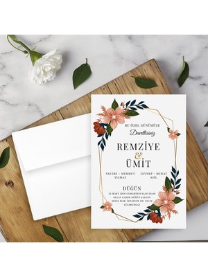 Seyhan Davetiye Beyaz Zarflı Davetiye Düğün - Nişan - Kına - Nikah (250ADET)