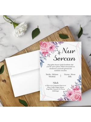Seyhan Davetiye Beyaz Zarflı Davetiye Düğün - Nişan - Kına - Nikah (250ADET)