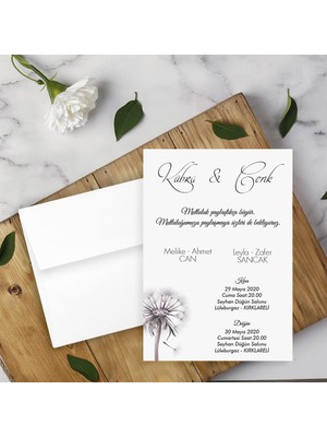 Seyhan Davetiye Beyaz Zarflı Davetiye Düğün - Nişan - Kına - Nikah (250ADET)